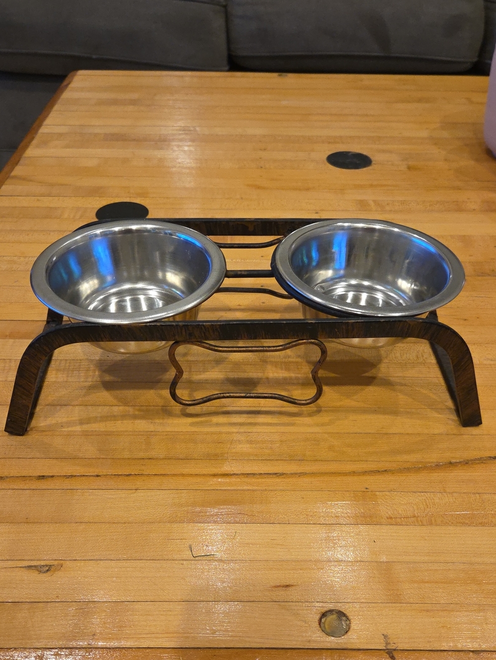 Double Elevated Pet Bowl Set - Stainless Steel Bowls with Metal Stand